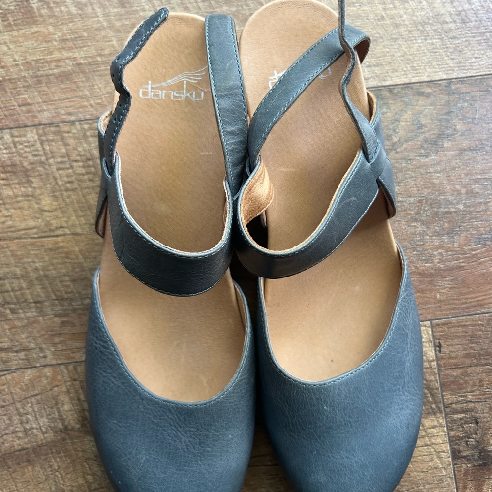 Dansko Women's Slate Blue Leather Mules